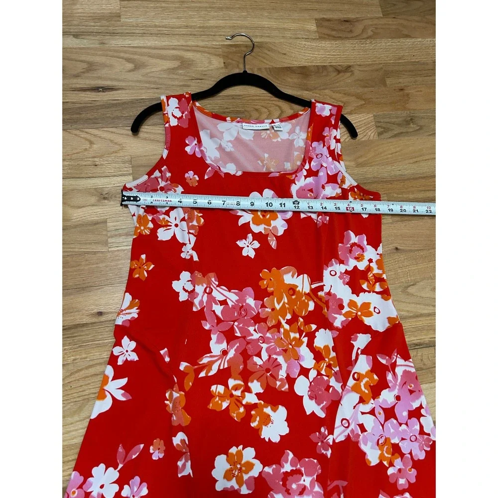 Susan Graver Floral Maxi Dress Womens XL Red Sleeveless Excellent Stretch Knit